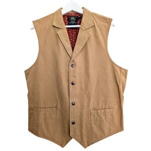 RRL Ralph Lauren Men’s Tan Cotton Vest Size M Workwear Utility Western Heritage